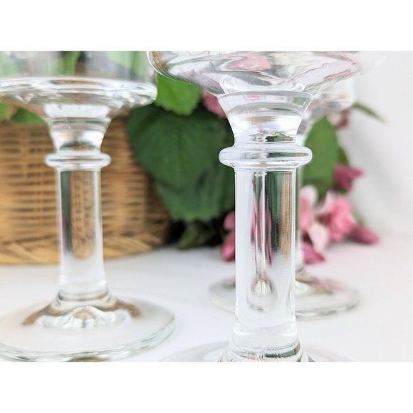 Set of 4 Tall Modernist Water Goblets Minimalist Clear Stemmed Drinking Glasses - Picture 5 of 8